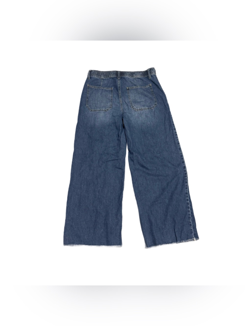 Lucky Brand Blue Patch Pocket Pull On Jean Wide Leg Drawstring Waist Medium Boho - Picture 5 of 6